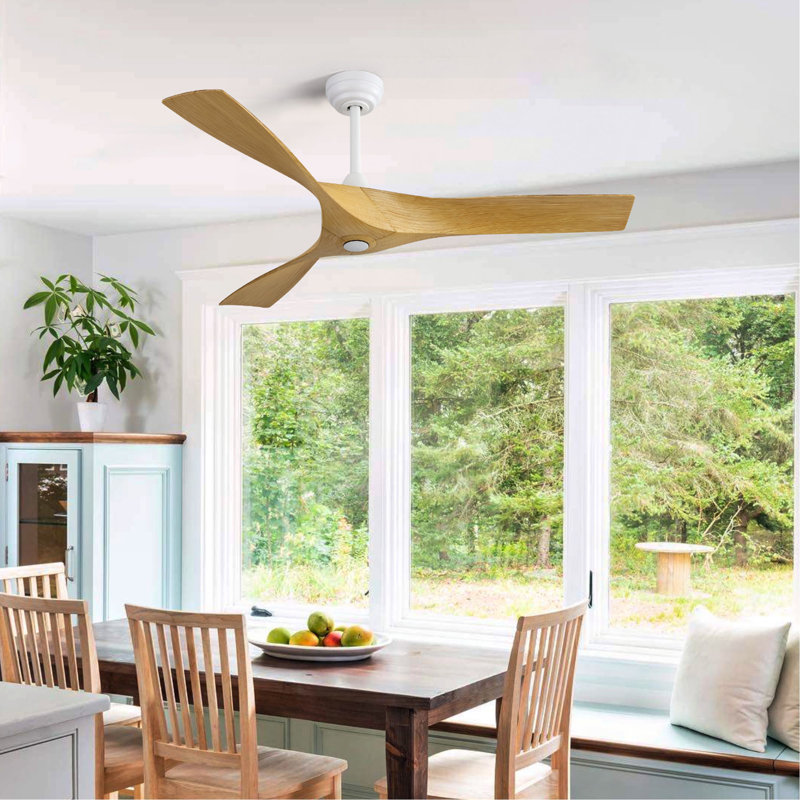 Ventilateur de plafond moderne de 52 pouces avec 3 pales en ABS et moteur à courant continu réversible sans lumière pour le salon