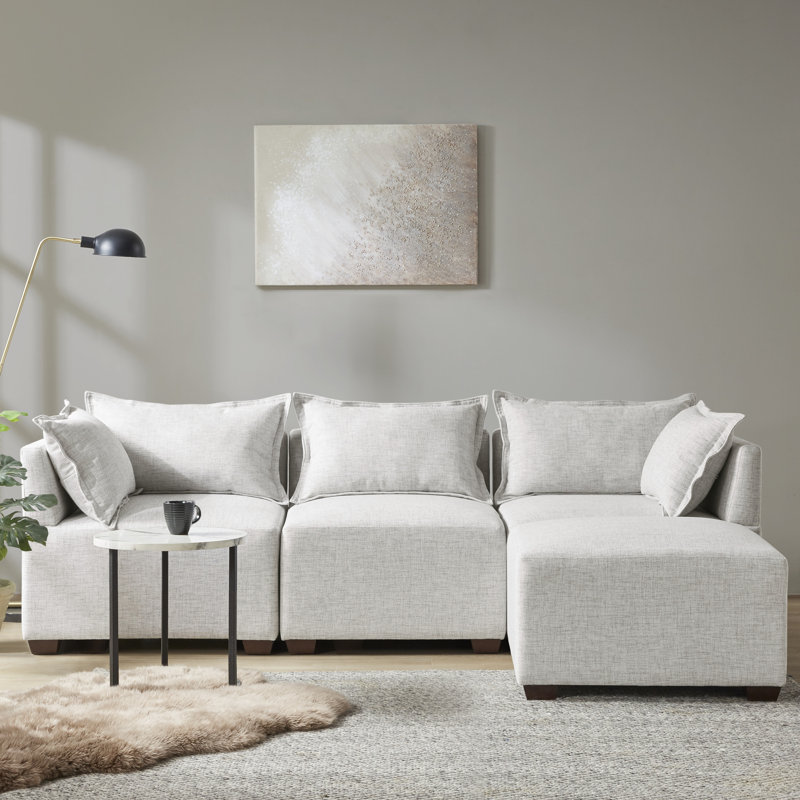 Canapé modulaire 4 pièces Molly, Polyester gris argent