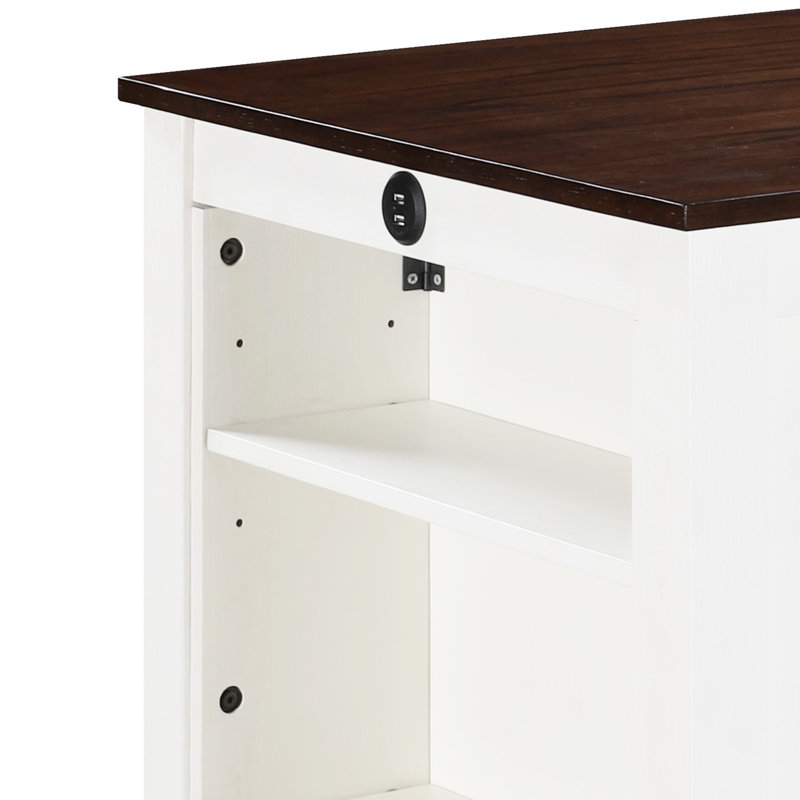 Table de salle à manger de 91 cm (36 po) de hauteur comptoir avec chargeur et étagère blanche à 3 niveaux