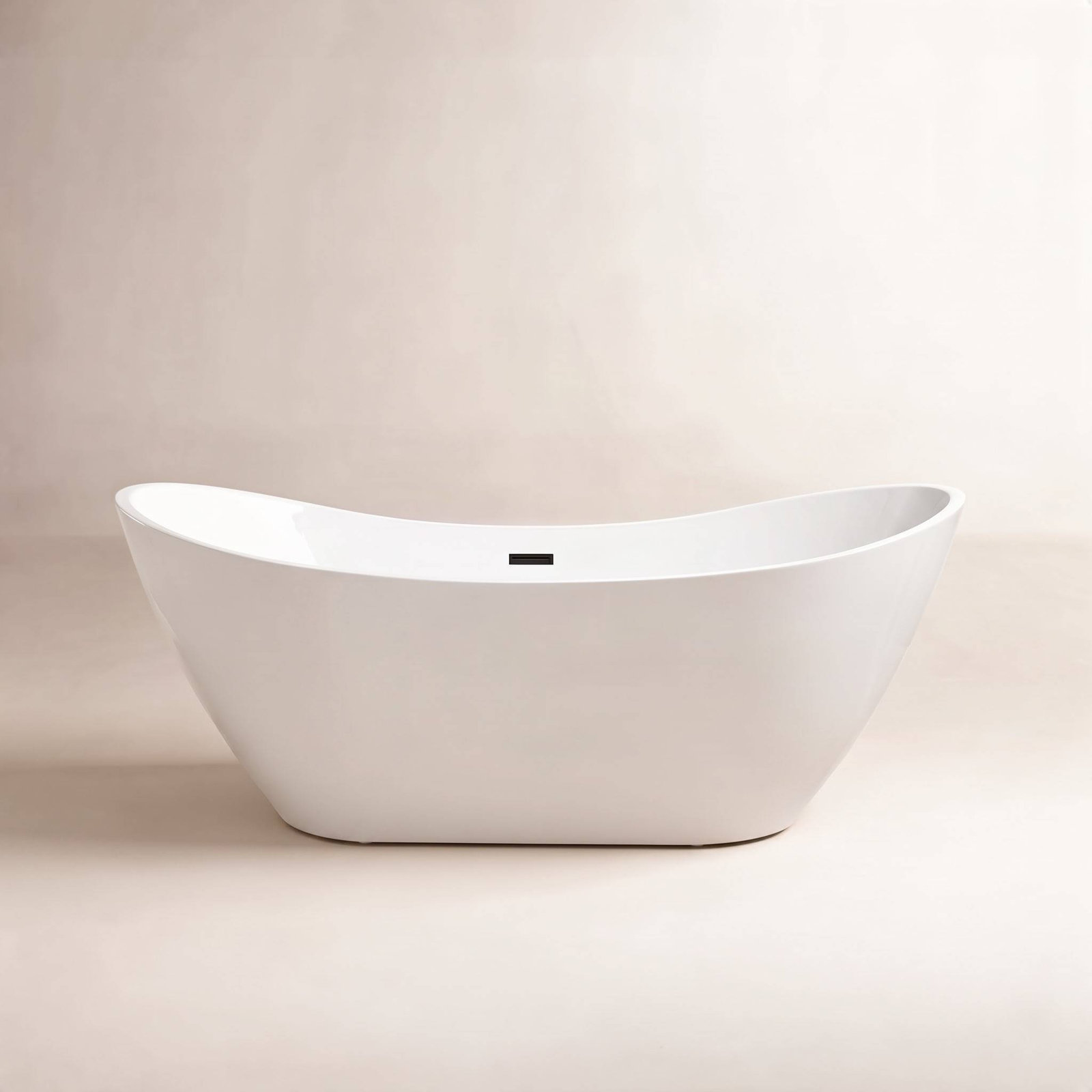 Ophelia 71" Freestanding Soaking Acrylic Bathtub, 71", White/Matte Black