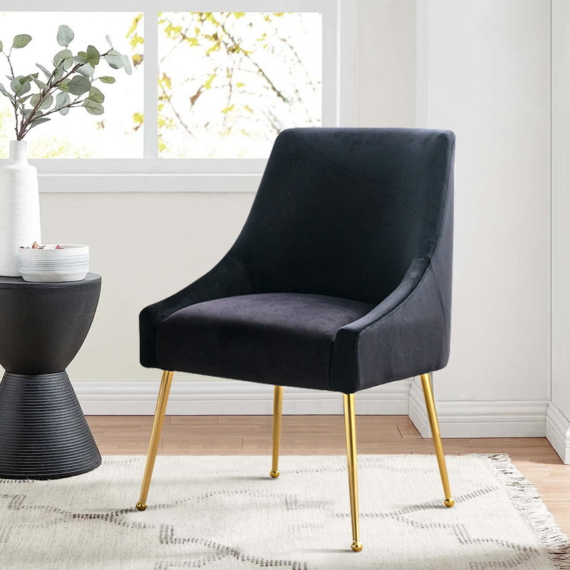  Chaise d'appoint rembourrée Krafick, Velours noir