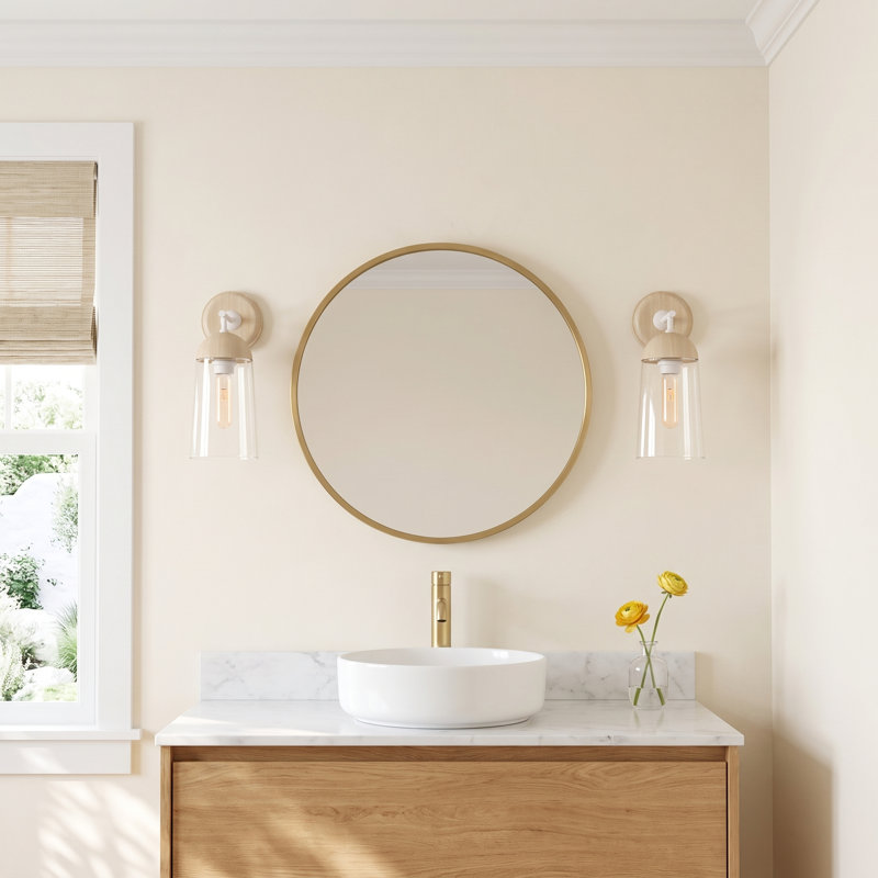 Shiloh Vanity Light, White/White Oak, 1