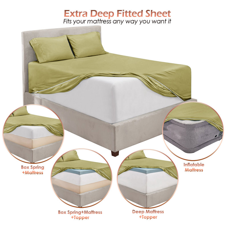 Sage Queen Deep Pocket Microfiber Cotton Sheet Set