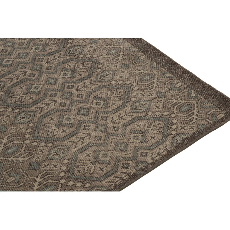 Distressed Homage Hand Knotted Wool Geometric Area Rug, Rectangle 10' x 14'