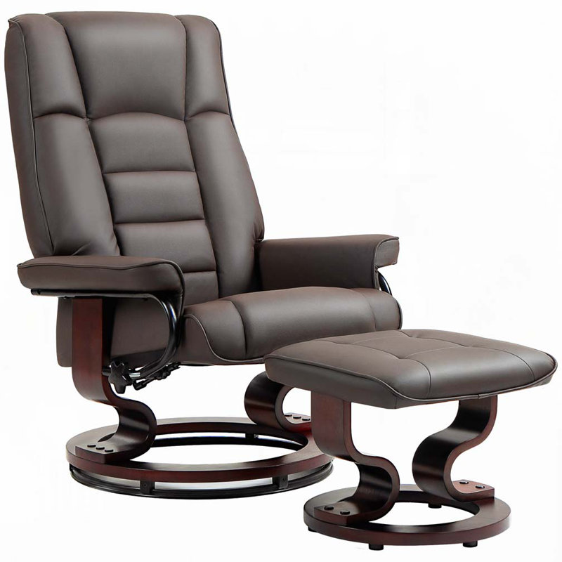 Recliner With Ottoman, Swivel Recliner Chair And Ottoman, Reclining Chair With High Back And Wood Frame For Living Room, Bedroom