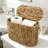 Water Hyacinth Toilet Paper Storage Basket With Lid - Handmade Woven Slim Design Holds 9 Rolls, Decorative Bathroom Organizer For Home