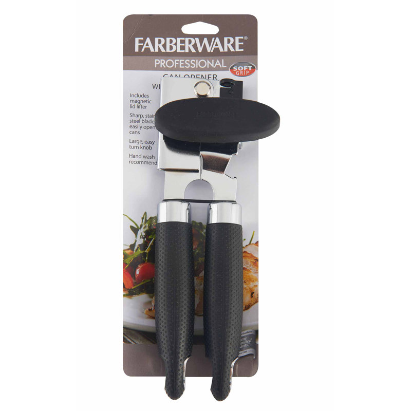 Black Stainless Steel Soft Handle Magnetic Can Opener