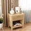 Ensemble de 2 tables de chevet, table de bout cannelée à 2 tiroirs, table de chevet moderne avec rangement pour la chambre à coucher et le salon (chêne naturel)