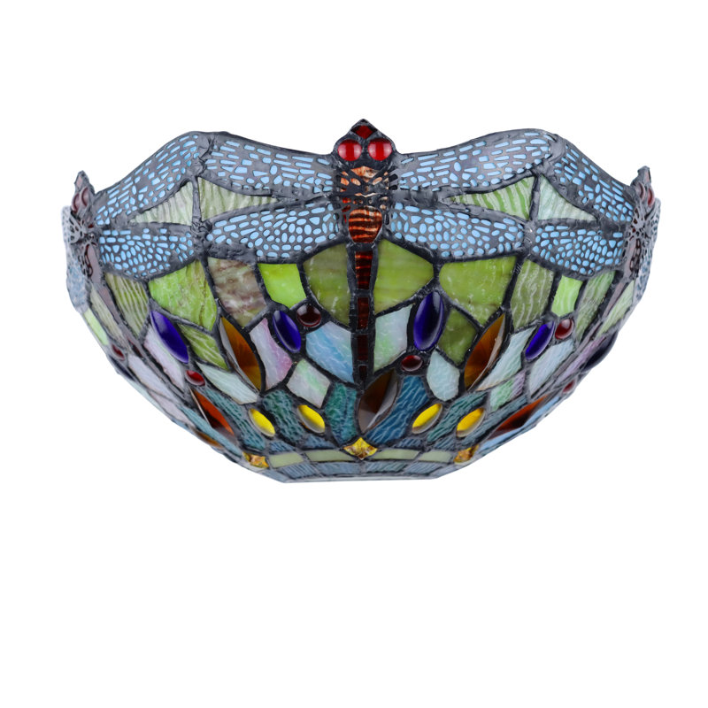 Applique murale 1 lumière style libellule Tiffany Bloomsbury Market Nuccio, Jaune / rouge