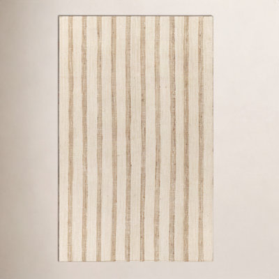 Aadison Ivory Hand-Woven Striped Jute Rug