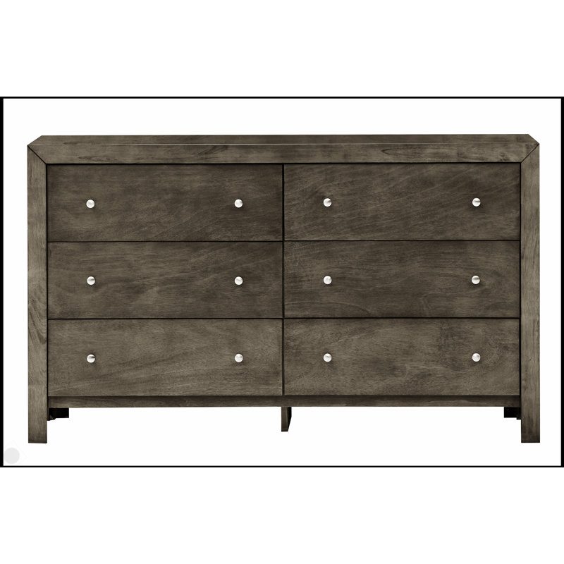 Commode noire élégante Burlington G2450-D avec six tiroirs spacieux et fabrication en placage de bois durable, Gris
