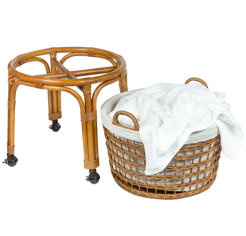 Wicker Rolling Laundry Basket with Handles, Brown
