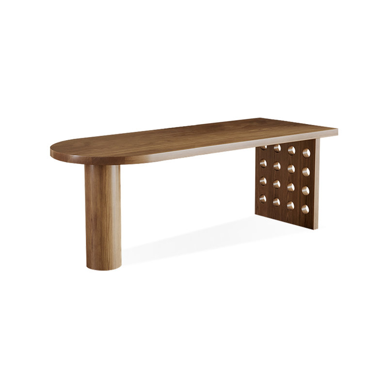Bureaux en bois massif noyer en demi-cercle, H 29,53 po x l 78,74 po x P 31,5 po