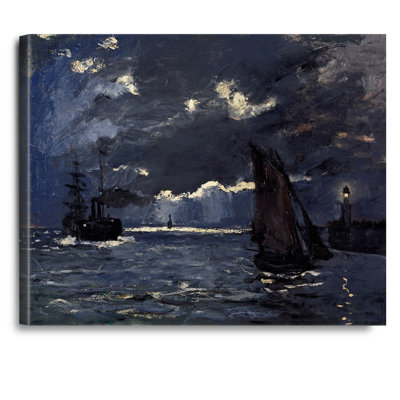 «A Seascape», livraison par Moonlight par Claude Monet, reproductions d'art classique sur toile, estampe numérique sur toile pour la décoration intérieure