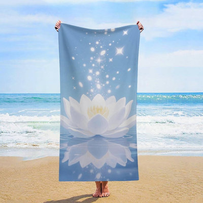 Serviette de plage en microfibre à séchage rapide et fleurs de lotus, 50 x 60 po