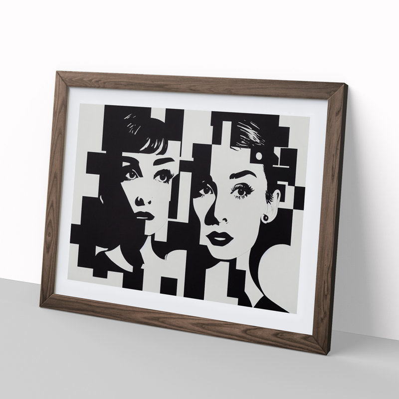 Abstract Women - Framed Print, 46cm H x 64cm W x 2cm D, Walnut