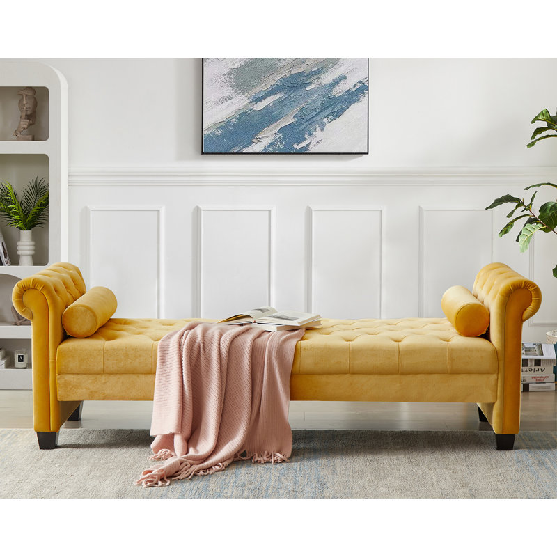 Banc recouverts de tissu d'ameublement, Jaune