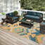 Tapis jaune / blanc / bleu tissé à la machine Hubbs-563804937