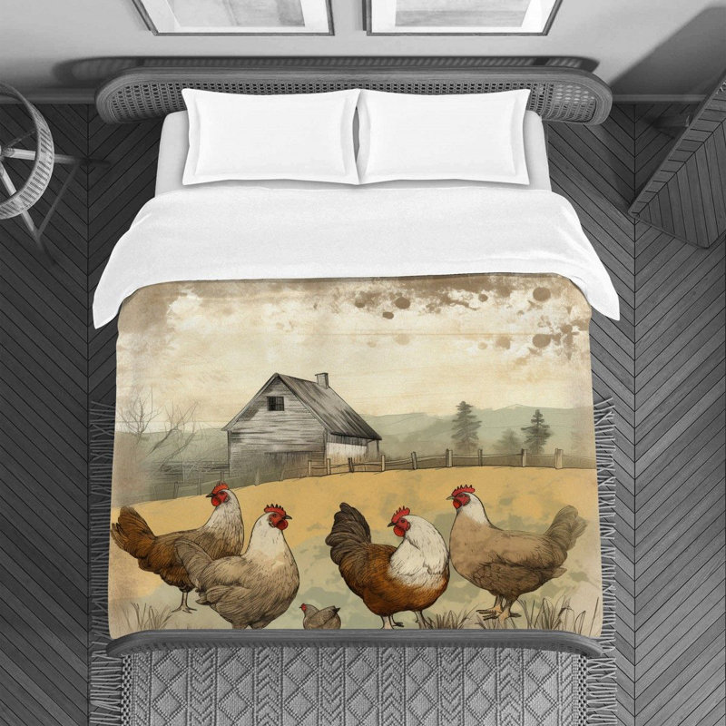 Chicken Farm Polyester Duvet Cover, King Duvet Cover