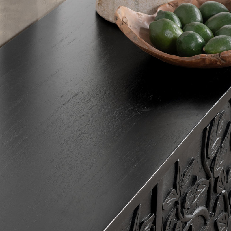 Albero Solid Wood Sideboard, Black