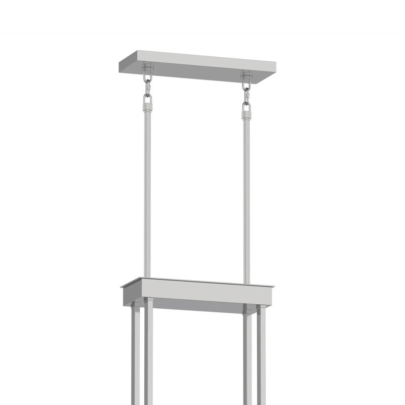 Lustre 42 lumières en cristal linéaire 42 "en or brossé pour salle à manger et îlot de cuisine, Nickel poli