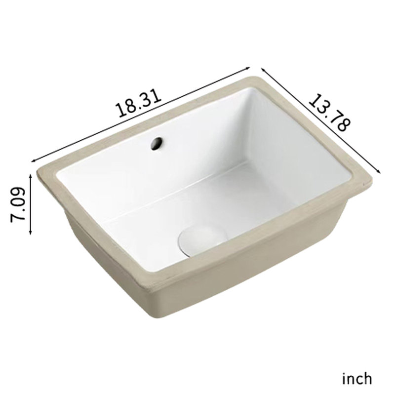 18X14 Inch Undermount White Ceramic Vessel Bathroom Sink, Built - In Overflow, Smooth Design For Indoor And Traditional Bathrooms Milk 7.09 Inches High, American Style Home Lavatories