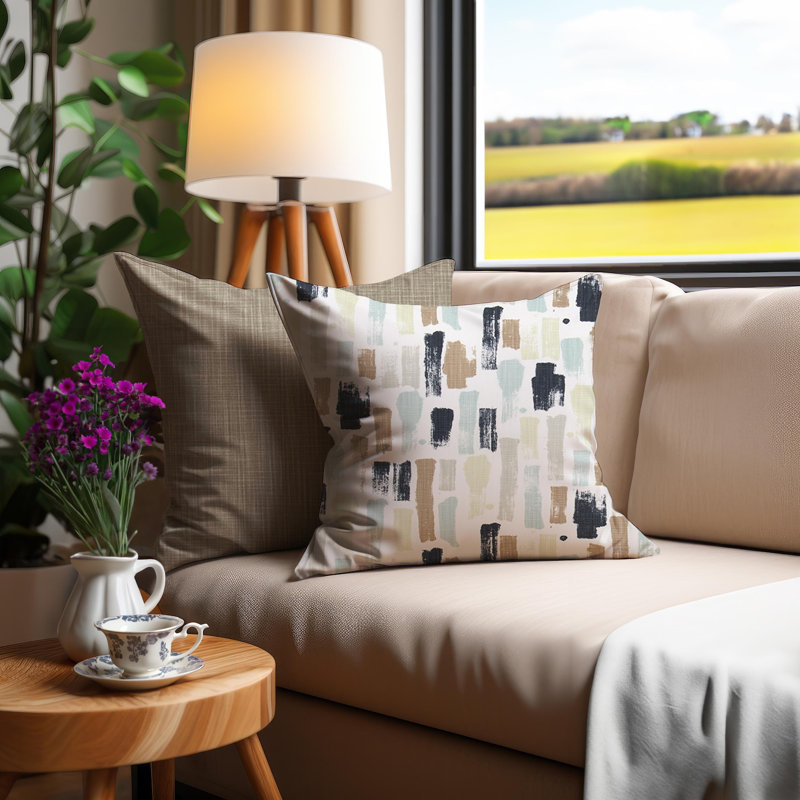 Housse de coussin en coton à rayures Abstract, H 15 po x l 15 po