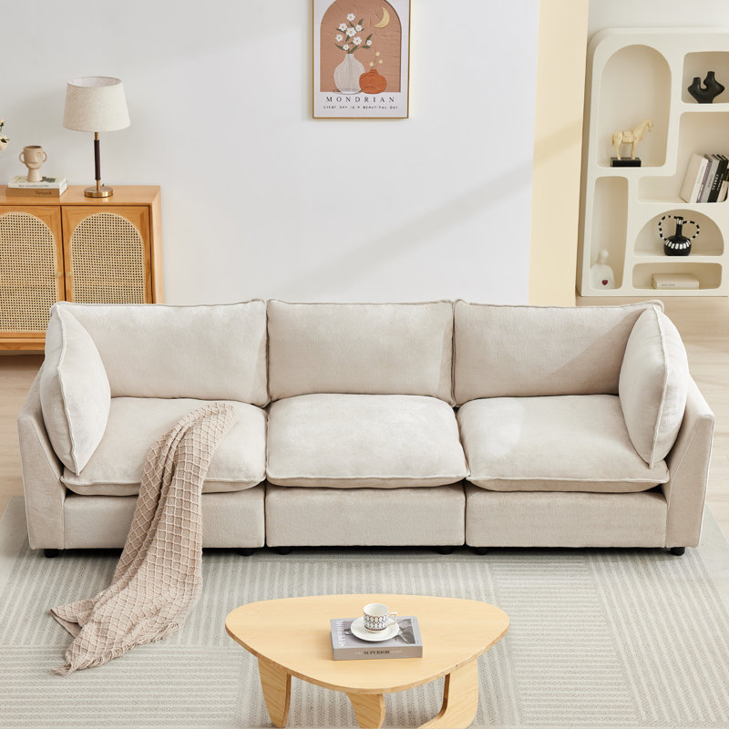 Eagan 106" 3 - Piece Modular Sofa, Chenille beige