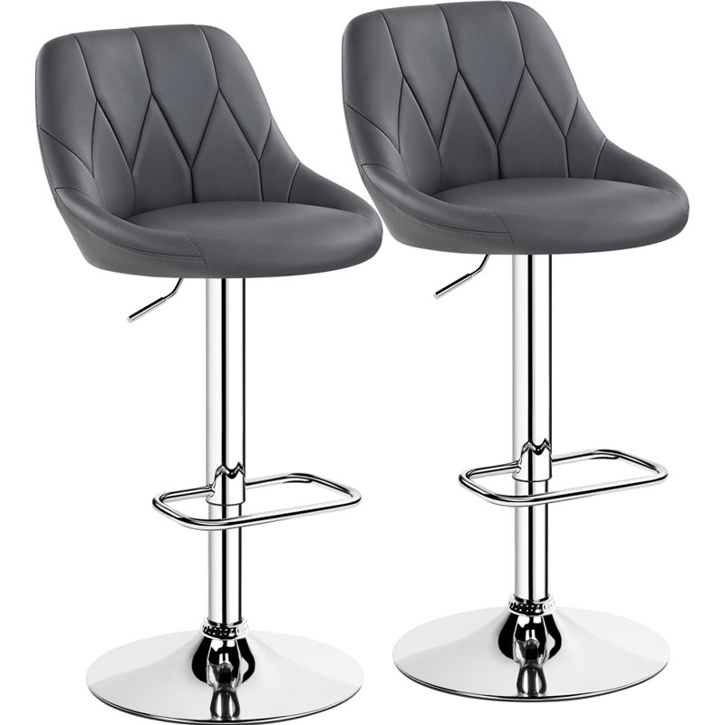 color Height Adjustable Swivel Bar Stool, Dark Grey