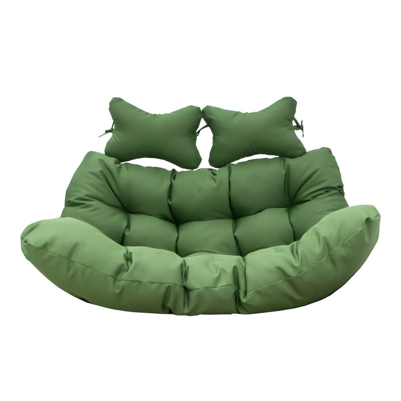 Latitude Run® Modern Upholstered 2 Person Hanging Egg Swing Cushion With Headrest, Dark Green