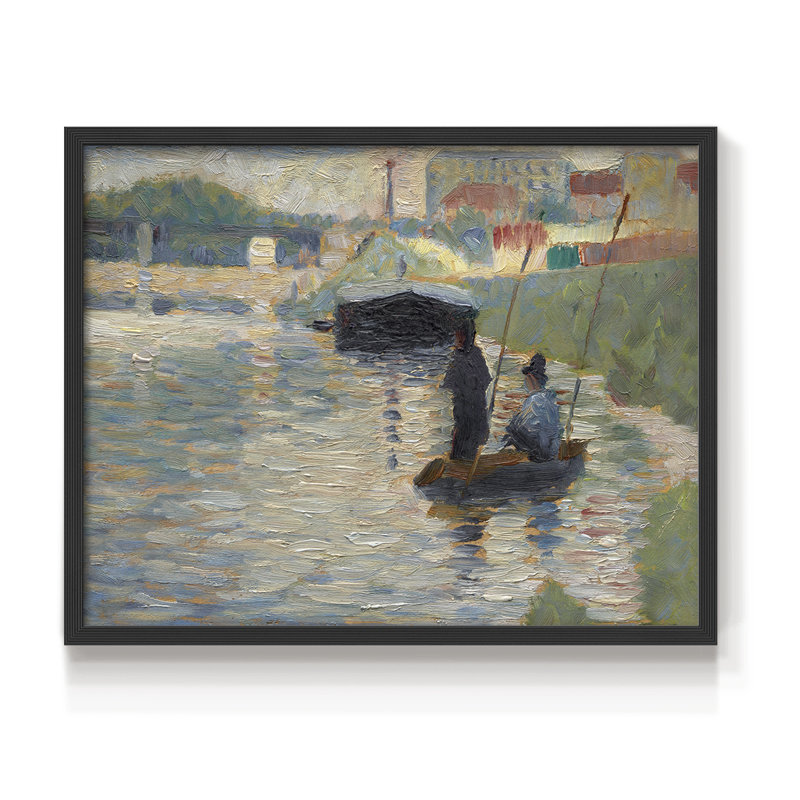 Vue de la seine - reproduction encadrée - réarmable, H 11 po x l 14 po, Noir