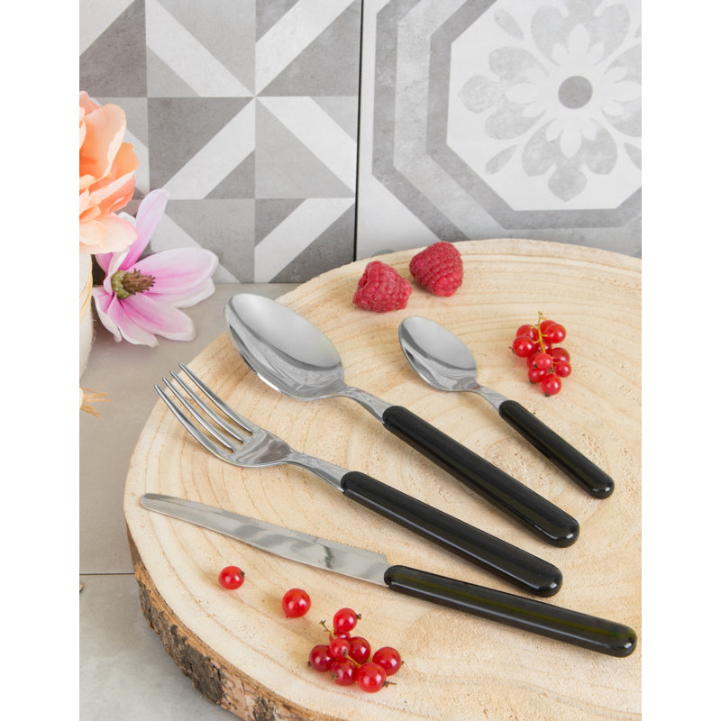 Passione Colore Fashion 24-Piece Cutlery Set, Black