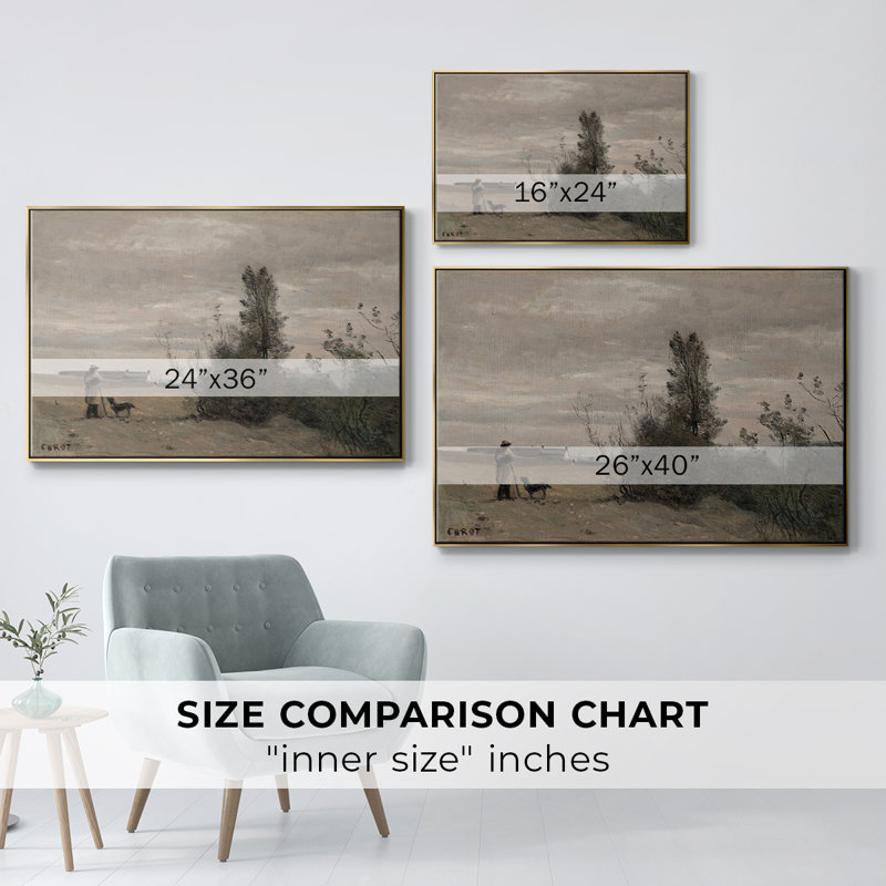 Paysage rétro-XXL III, Toile avec cadre flottant or, H 17 po x l 25 po x P 2 po
