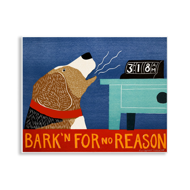 Plaque murale Bark'n For No Reason, design par Stephen Huneck