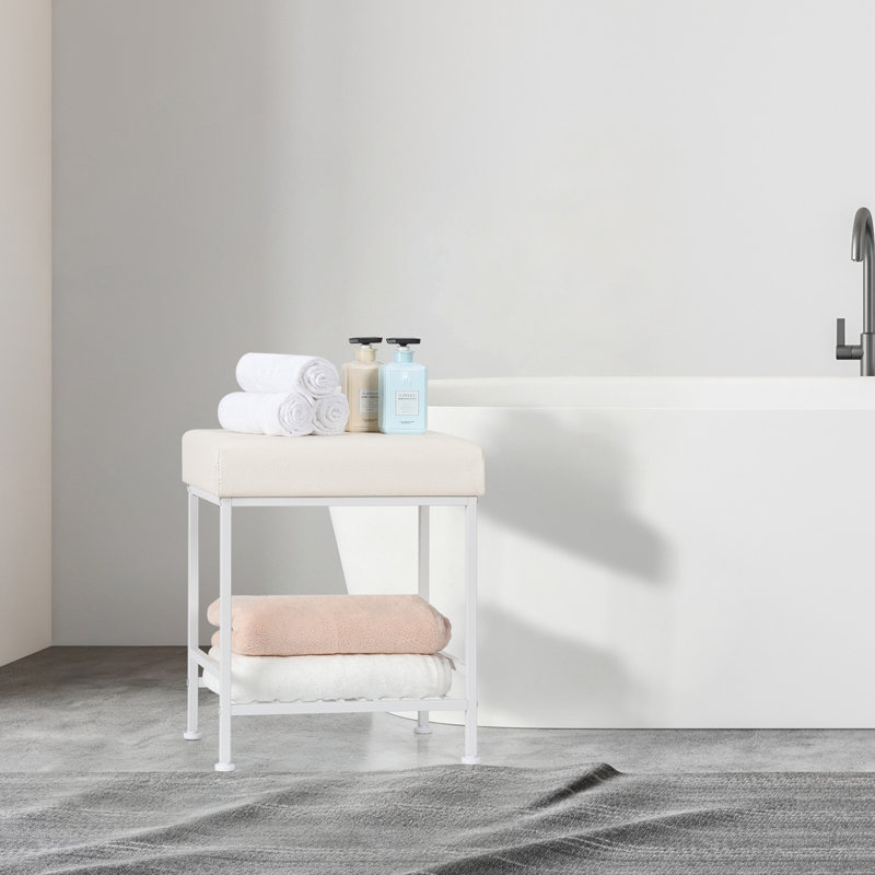 Tabouret blanc avec repose-pieds moderne, repose-pieds rembourré avec pieds robustes, siège rembourré compact