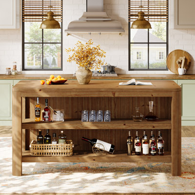160.02 cm Solid Wood Mini Bar Cabinet