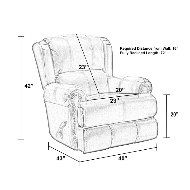 Fauteuil inclinable en cuir italien Woodville, Cuir assorti noyer, Manuel