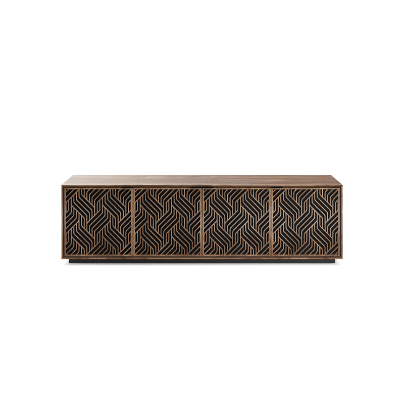 Elements - Cabinet with Rolling Plinth Base - Weave Door, Natural Walnut