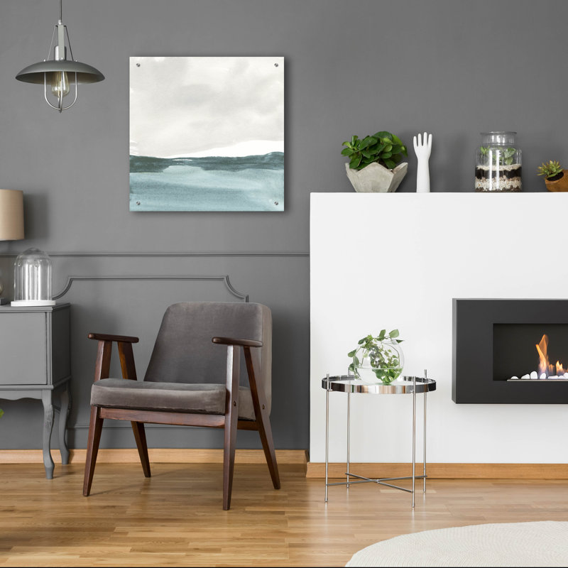 Art mural en verre Highland Dunes «Tranquil Silver Sea 1» par Chris Paschke, H 24 po x l 24 po x P 0,2 po