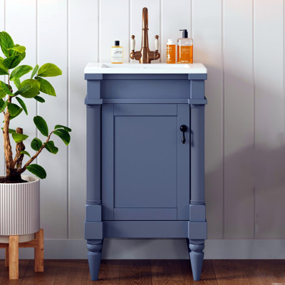 Meuble-lavabo moderne autoportant de 18 pouces (avec lavabo), armoire de rangement de salle de bain moderne (avec portes), meuble-lavabo simple avec tablettes réglables, gris