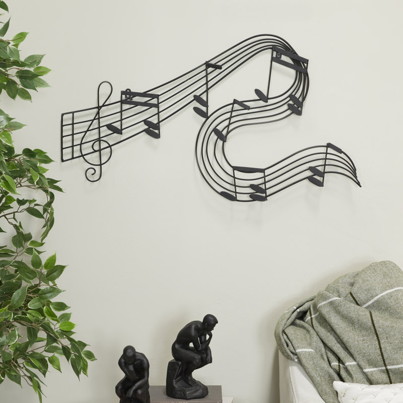 Décoration murale notes de métal notes de musique noires