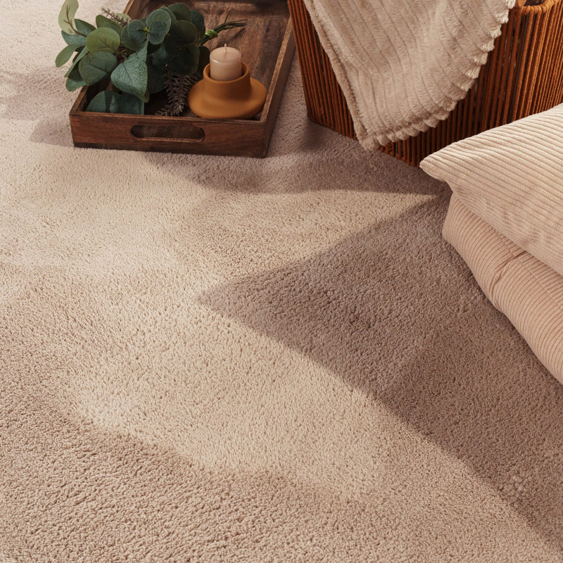 Soft Area Rug Cozy Low-Pile Rug Anti-Slip Solid Colour Washable, Rectangle 4'7" x 6'7", Khaki Beige