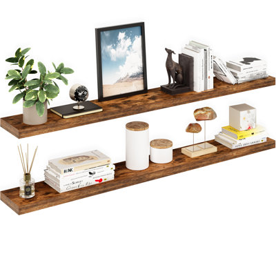 Miami 60" W x 8" D Floating Shelves Set with Invisible Wall Mount Brackets