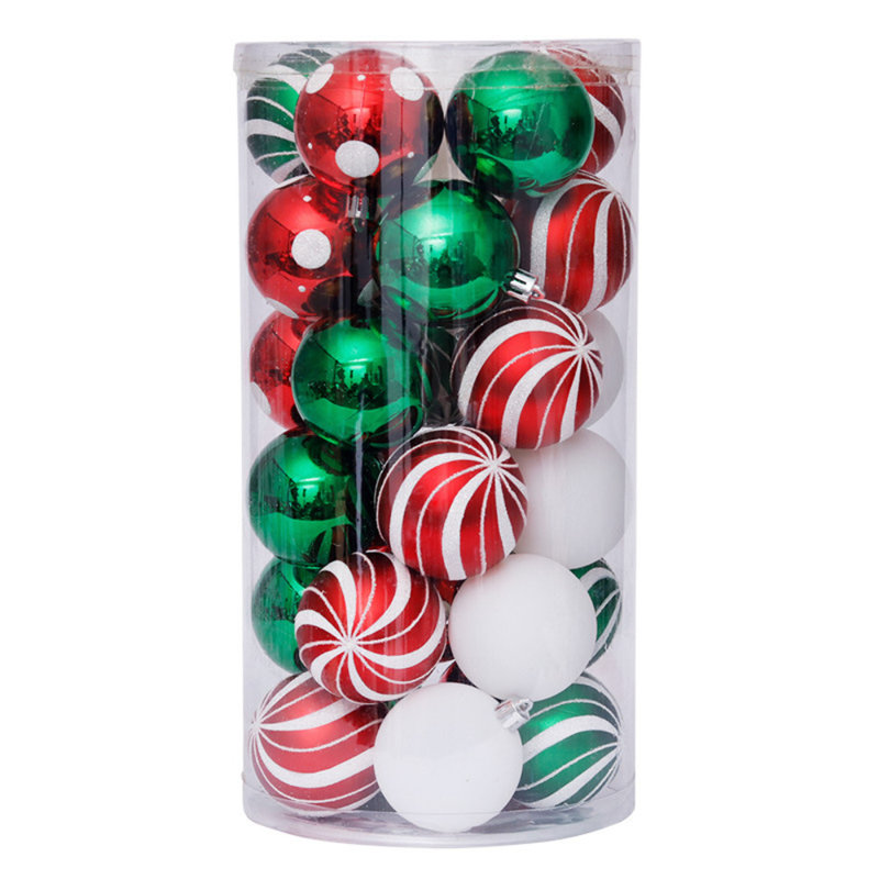 30 Piece Shatterproof Ball Ornaments Set, Red/Green/White