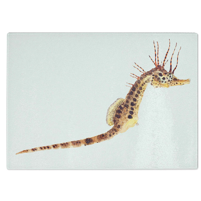 Glass Illustration of A Seahorse by F.E. Clarke Chopping Board, 28.5 cm W x 20 cm L