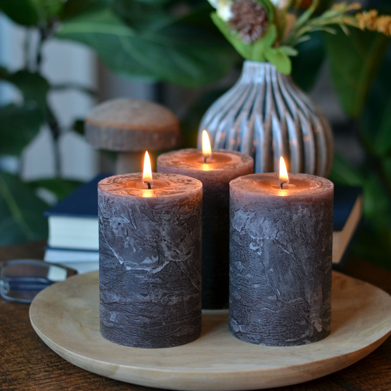 Ensemble de bougies pilier 3 pièces, Taupe foncé
