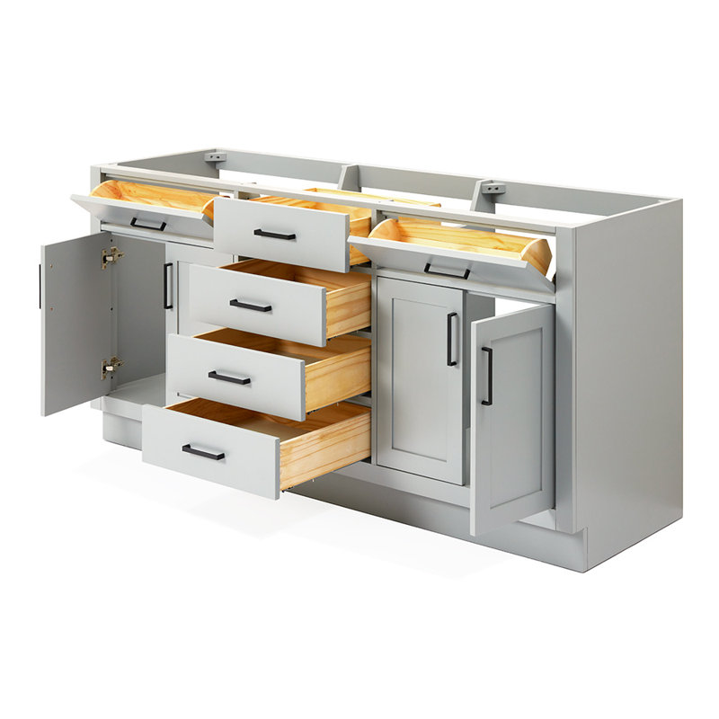 Base de meuble-lavabo double 72 po Osoria, Gris