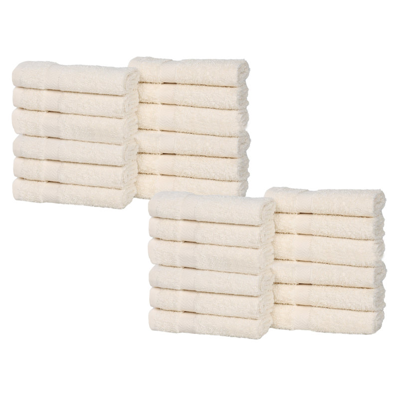 Ensemble de serviettes de bain en coton léger à séchage rapide, Ivoire ivoire, Gant de toilette - paquet de 24