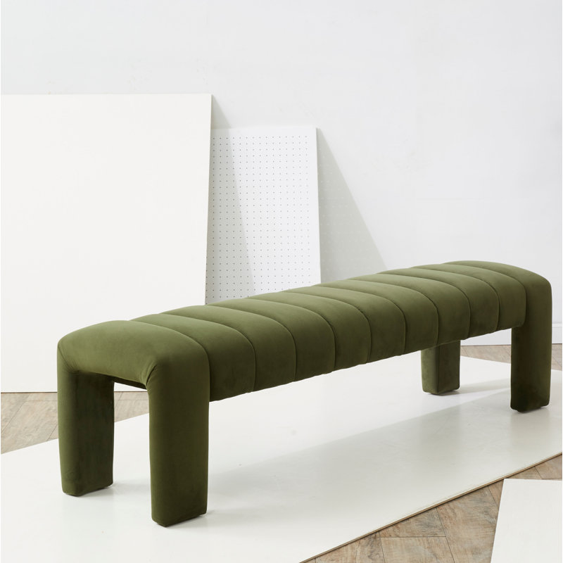 Bellisima Upholstered Bench, Forest Green Velvet