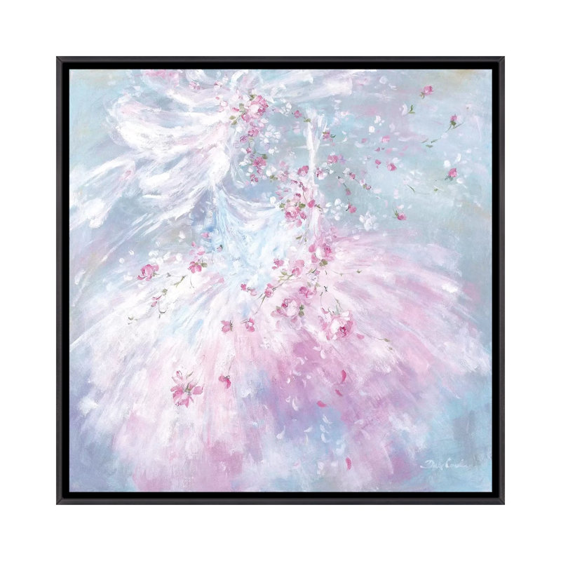 « Rosebuds tutu I » par Debi coules-reproduction d’art, H 37 po x l 37 po x P 1,5 po, Encadrement noir décoloré, Pas de tapis